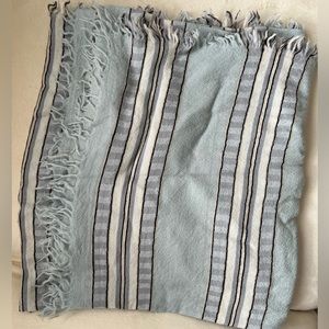Aritzia Wilfred Striped Wool Blanket Scarf - Sky Blue